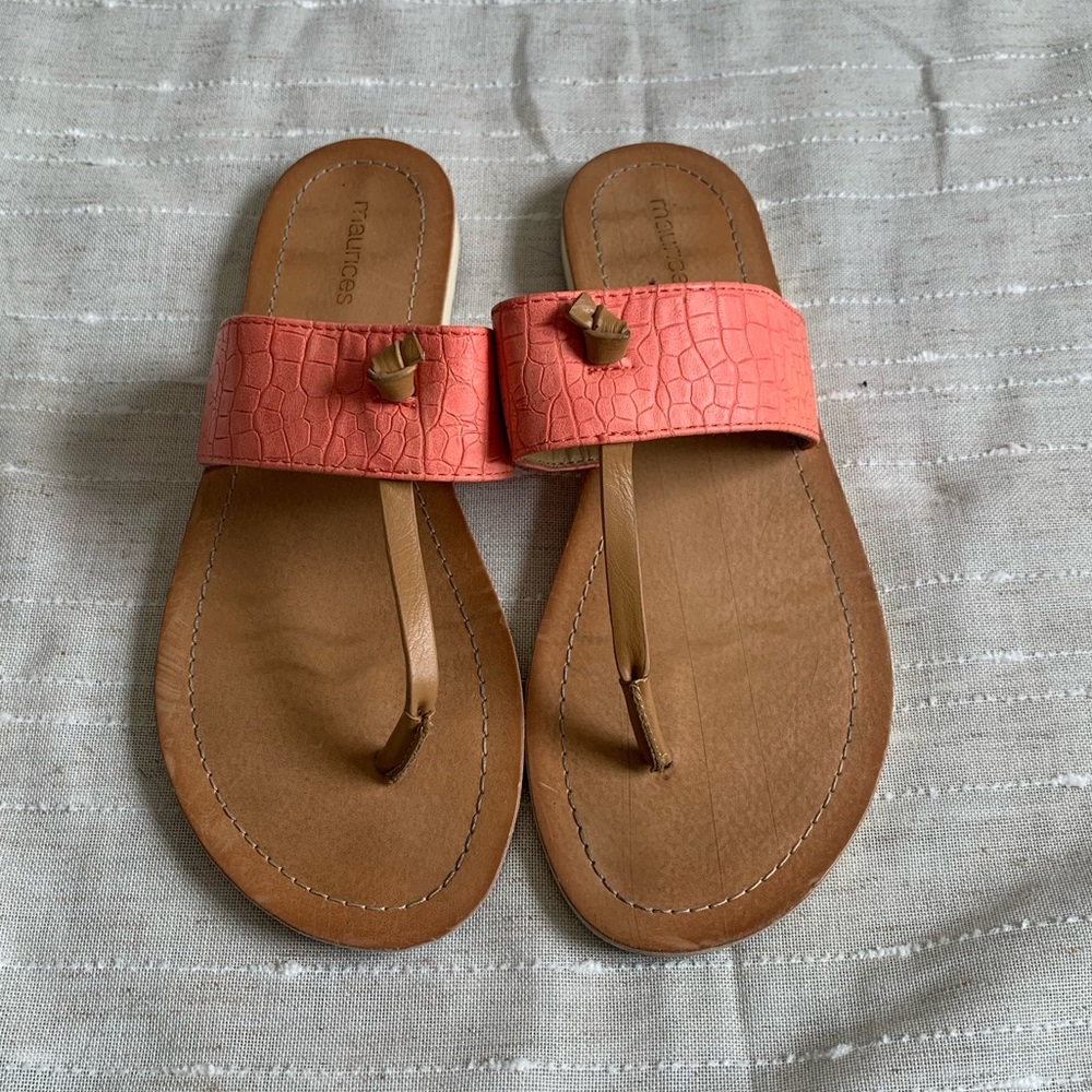 Maurice’s Pink Faux Alligator Flip Flops